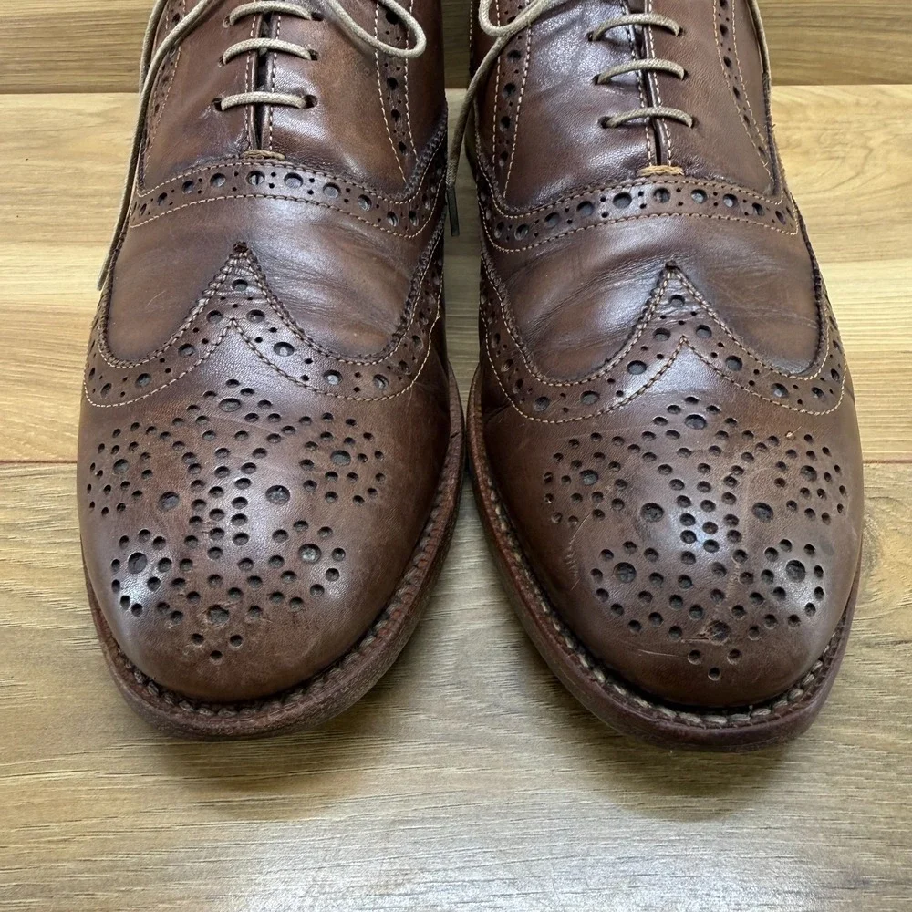 Nettleton Wingtip Medallion Oxfords Mens 9 D Brown Leather Business Casual